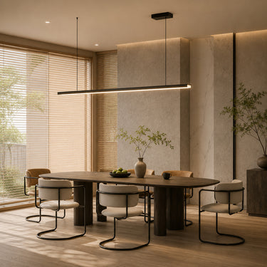Minimalist Linear Metal Pendant Light with Adjustable Suspension - product image 1-Stacehill