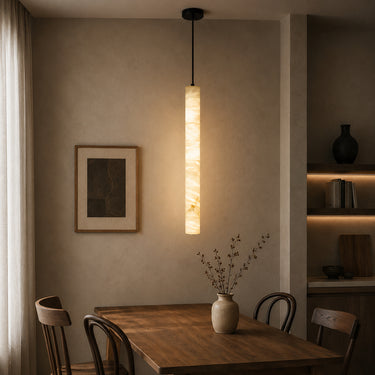 Modern Marble and Metal Cylinder Pendant Light - product image 2-Stacehill