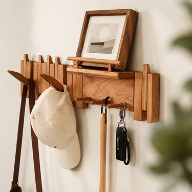 Solid Wood Wall-Mounted Coat Rack with Flip-Down Hooks for Entryway - product image 5-Stacehill