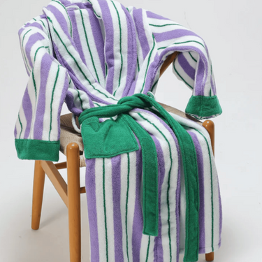 100% Organic Cotton Geometric Striped Bathrobe with Jacquard Weave - product image 3-Stacehill