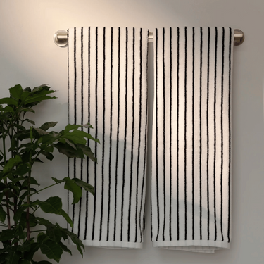 Black and White Striped 100% Combed Cotton Towels - product image 4-Stacehill