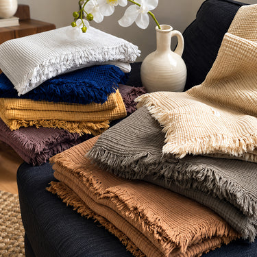 Boho 100% Cotton Four-Layer Throw Blanket with Tassel Fringe - product image 2