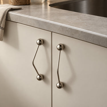 Brass Ball-End Cabinet Handle with Slim Offset Bar - product image 3-Stacehill