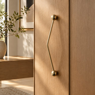 Brass Ball-End Cabinet Handle with Slim Offset Bar - product image 4-Stacehill