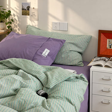 Colorful 100% Cotton Duvet Cover Bedding Set with Bed Sheet and Pillowcases - product image 4-Stacehill