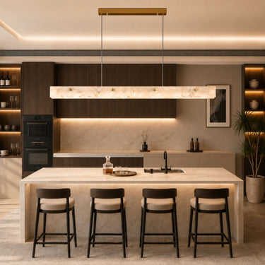 Linear Marble Pendant Light with Gold Stainless Steel Accents - product image 1-Stacehill