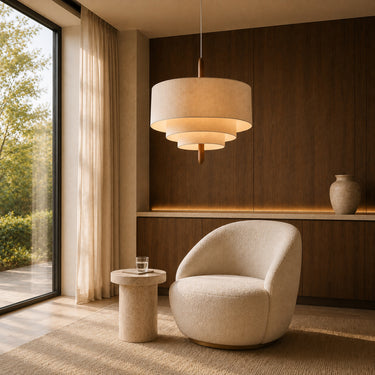 Minimalist Round Pebble Drum Pendant Light - product image 3-Stacehill