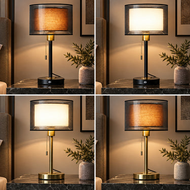 Modern Iron Table Lamp with Fabric Shade for Bedroom and Living Room - product image 3-Stacehill