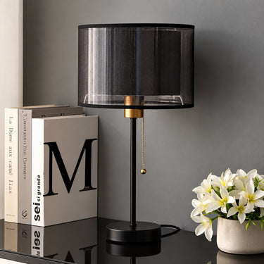 Modern Iron Table Lamp with Fabric Shade for Bedroom and Living Room - product image 4-Stacehill