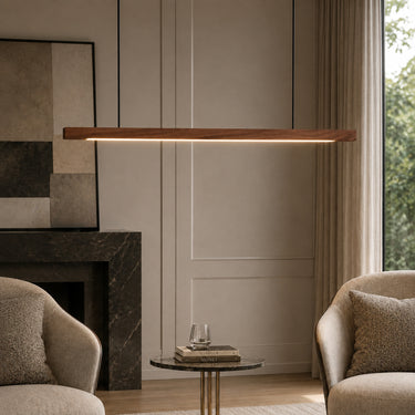 Modern Linear Wood Pendant Light with Adjustable Suspension - product image 2-Stacehill