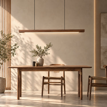 Modern Linear Wood Pendant Light with Adjustable Suspension - product image 4-Stacehill