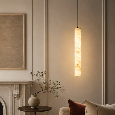 Modern Marble and Metal Cylinder Pendant Light - product image 4-Stacehill