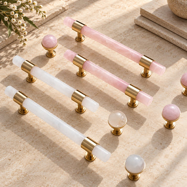 Modern Natural Stone and Brass T-Bar Cabinet Handle and Knob - product image 4-Stacehill