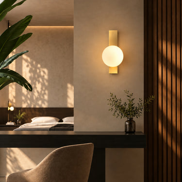 Modern Round Frosted Glass Wall Lamp with Metal Structure - product image 2-Stacehill