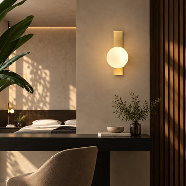 Modern Round Frosted Glass Wall Lamp with Metal Structure - product image 4-Stacehill
