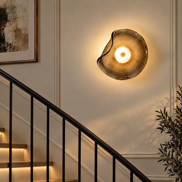 Modern Round Glass Wall Light with Metal Frame - product image 3-Stacehill