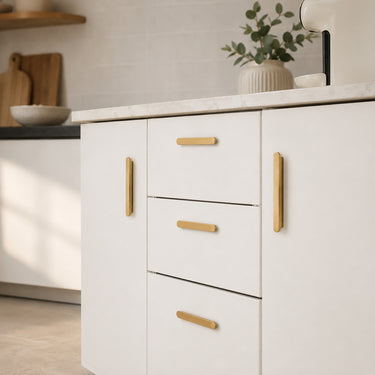 Modern Solid Brass Straight Bar Cabinet Handle with Circular Ends - product image 3-Stacehill