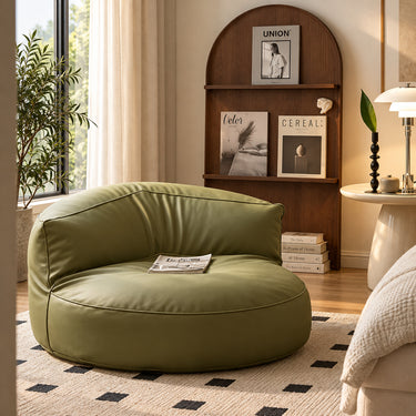 Retro Lychee Grain Faux Leather Bean Bag Sofa Cover Set with Ottoman Cover - product image 2-Stacehill