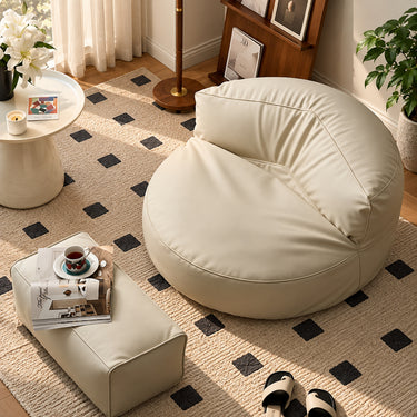 Retro Lychee Grain Faux Leather Bean Bag Sofa Cover Set with Ottoman Cover - product image 4-Stacehill