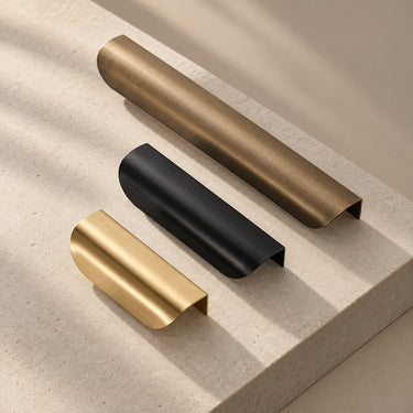 Rural Brass Edge-Mount Cabinet Handle with Curved Grip - product image 2-Stacehill