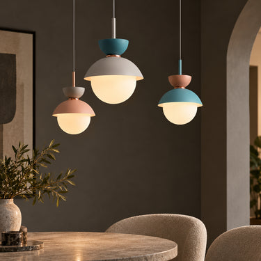 Scandinavian Round Iron and Glass Pendant Lamp with Adjustable Height - product image 2-Stacehill