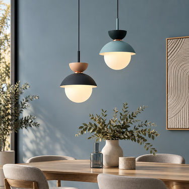 Scandinavian Round Iron and Glass Pendant Lamp with Adjustable Height - product image 4-Stacehill