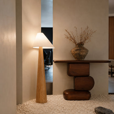 Wood and Fabric Floor Lamp for Japandi and Coastal Interiors - product image 2-Stacehill