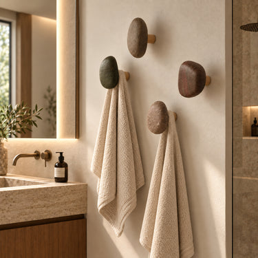 Wood and Stone Entryway Wall Hooks – 4 Piece Set - product image 2-Stacehill