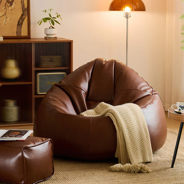 Faux Leather Bean Bag Chair Cover Soft Washable Cover Only - product image 2