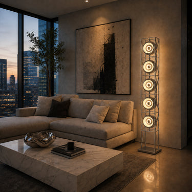 Modern Bauhaus Arc Floor Lamp Dual LED Metal Standing Light - product image 4