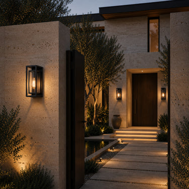 Modern Black Aluminum Outdoor Wall Light with Tempered Glass - product image 3