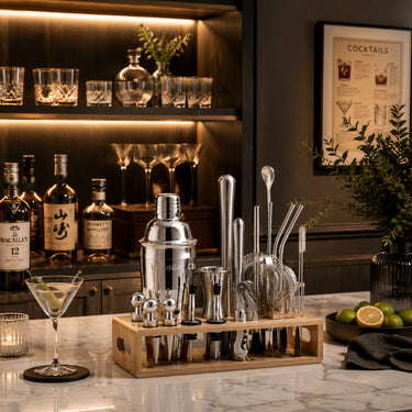 Premium 25 Piece Stainless Steel Bartender Kit with Bamboo Stand - product image 1