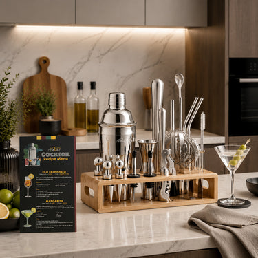 Premium 25 Piece Stainless Steel Bartender Kit with Bamboo Stand - product image 3