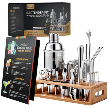 Premium 25 Piece Stainless Steel Bartender Kit with Bamboo Stand - product image 4