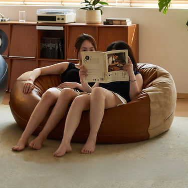Retro Faux Leather Lounge Bean Bag Sofa Cover - product image 4